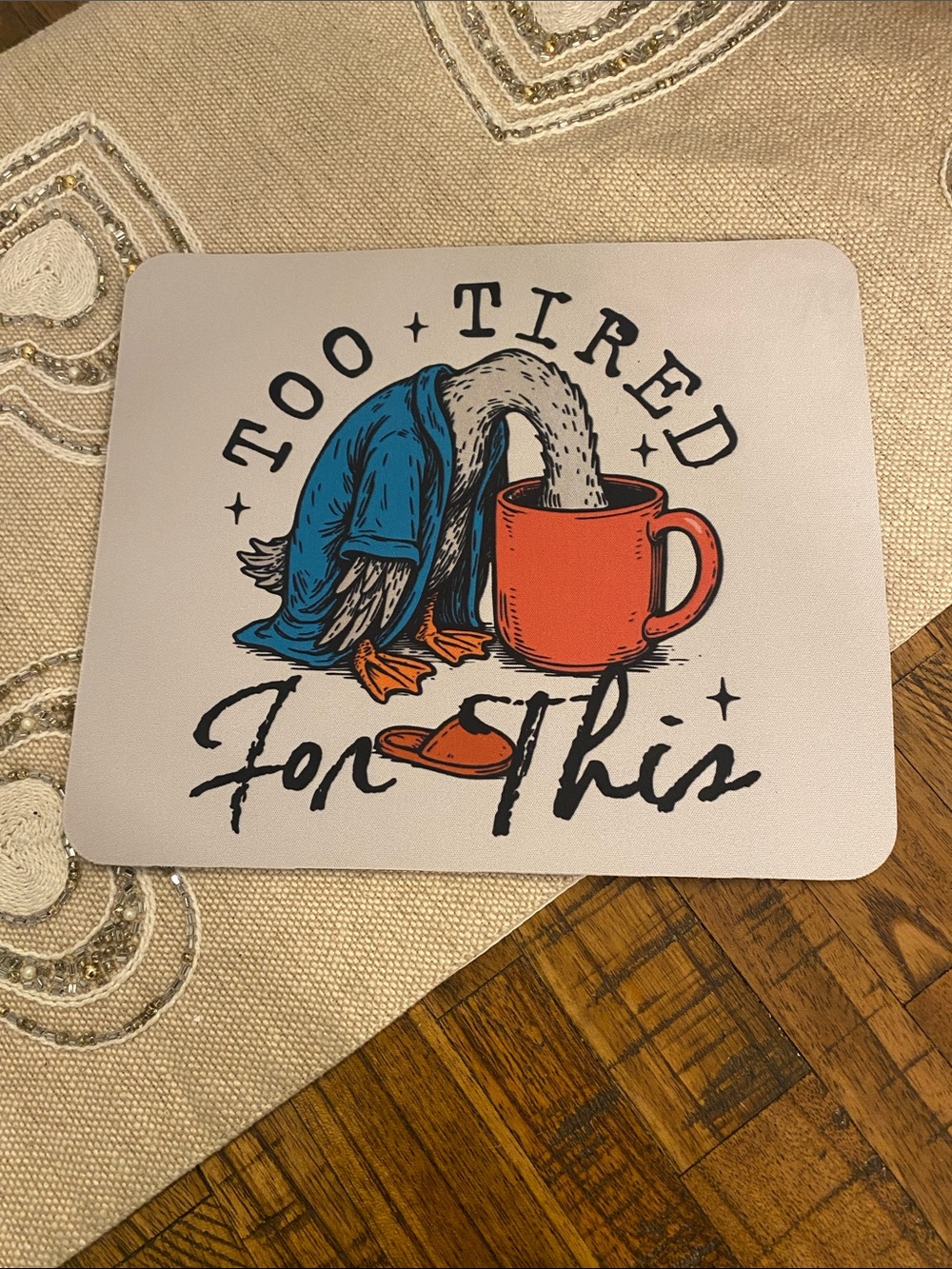 Too Tired For This Graphic Mat - Blue, Orange, White